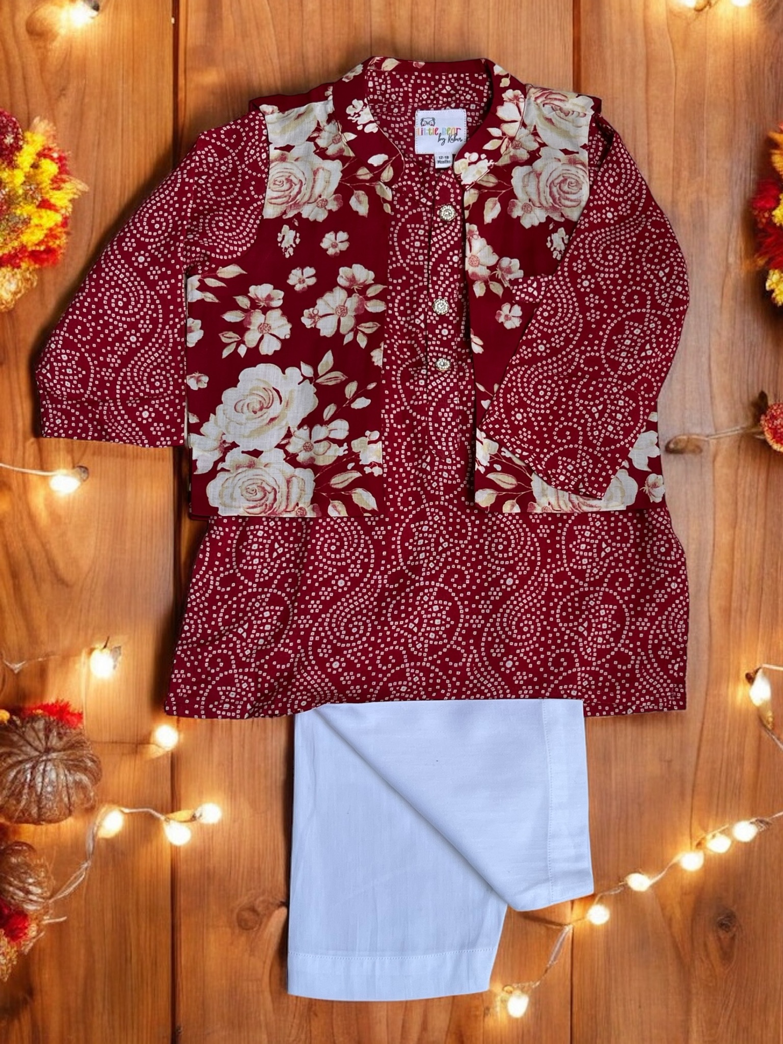 Red Rose Bandi Kurta Set