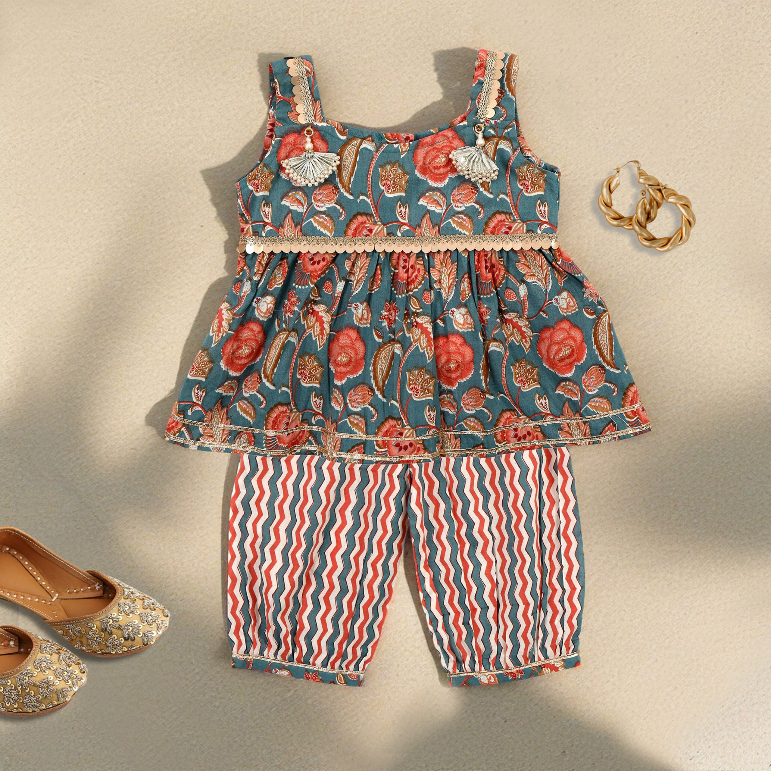 Bloom Peplum Set - Silver Blue